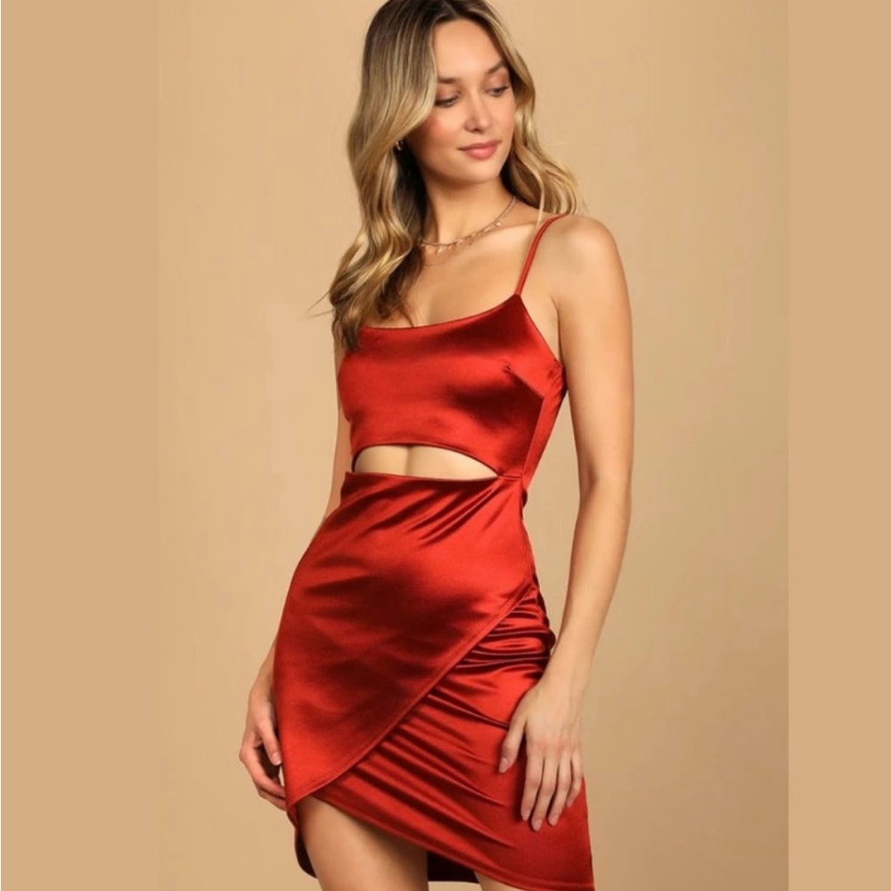 Lulus Size M On The Town Satin Dress‎
